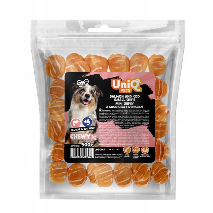 Smaczki dla psa łosoś dorsz naturalne przysmaki dla psa 500g Uniq Pets