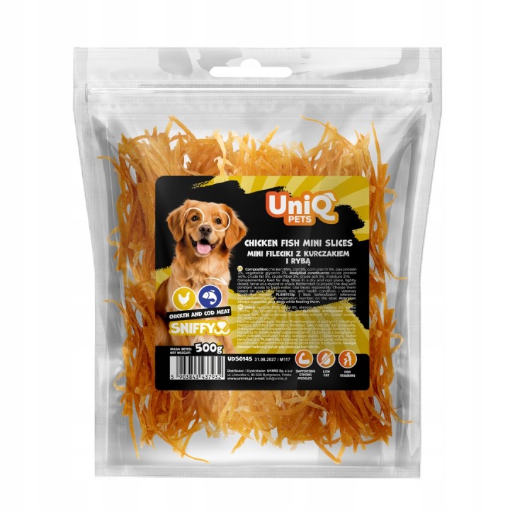 Smaczki dla psa kurczak i ryba mini fileciki 500g Uniq Pets