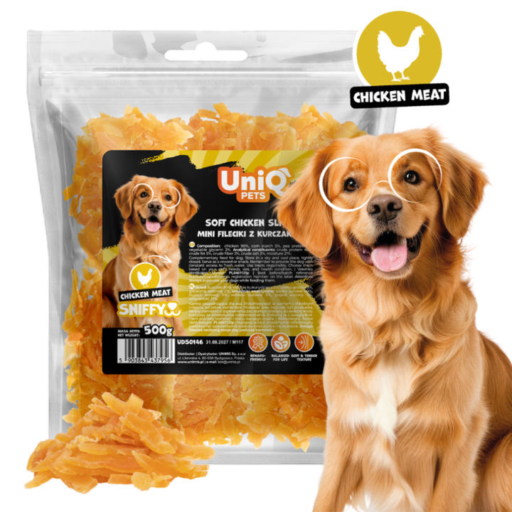 Smaczki dla psa kurczak miękkie fileciki z kurczakiem 500g Uniq Pets