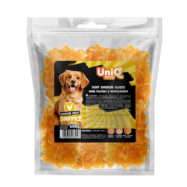 Smaczki dla psa kurczak miękkie fileciki z kurczakiem 500g Uniq Pets