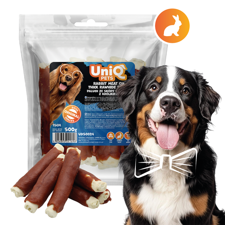 Przysmaki dla psa paleczki z królika 500g Uniq Pets