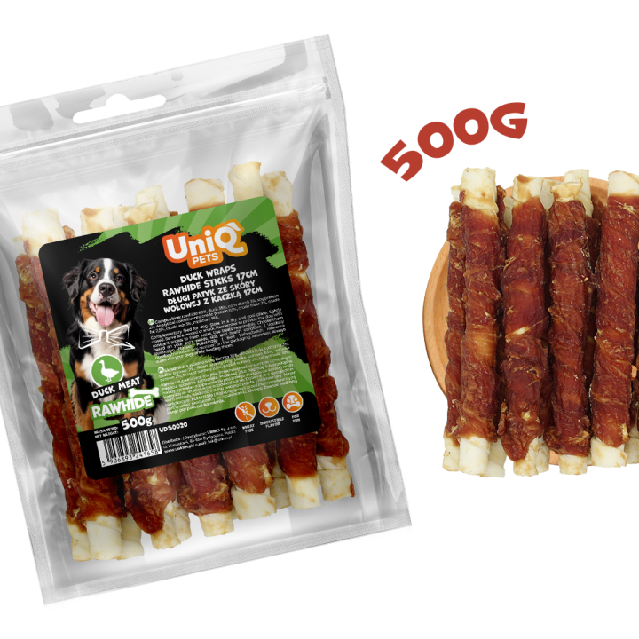 Paleczki dla psa z kaczka gryzak dla psa z kaczki 500g Uniq Pets
