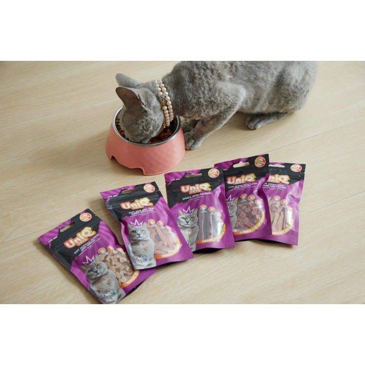 UNIQ PETS przysmaki dla kota miękkie paski łosoś z tasuryną 50g