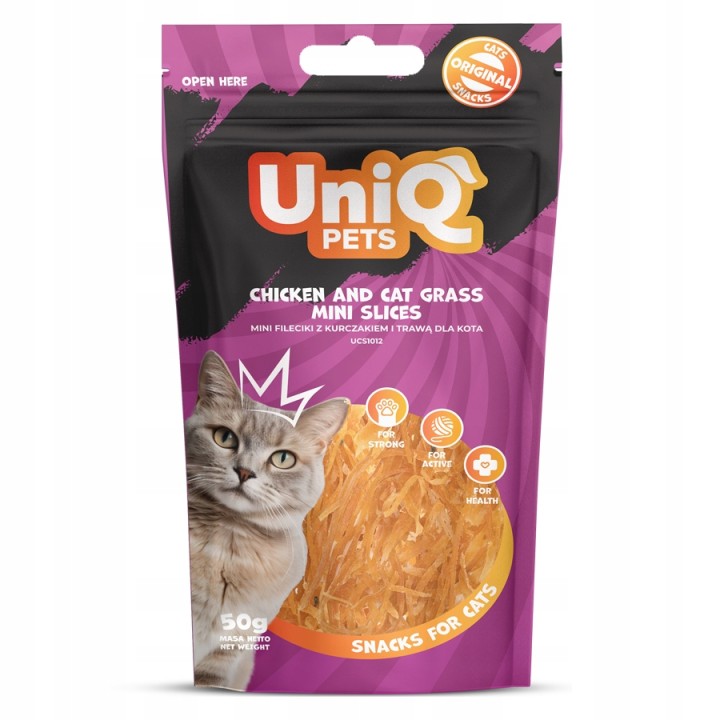 UNIQ PETS PRZYSMAKI DLA KOTA MIMI 50g mini fileciki z kurczakiem i trawą dla kota