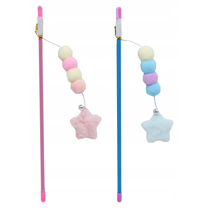 UNIQ PETS ZABAWKA DLA KOTA SWISHY plastikowa wędka z linką i pluszową gwiazdką 31-47cm