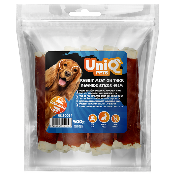 Przysmaki dla psa paleczki z królika 500g Uniq Pets