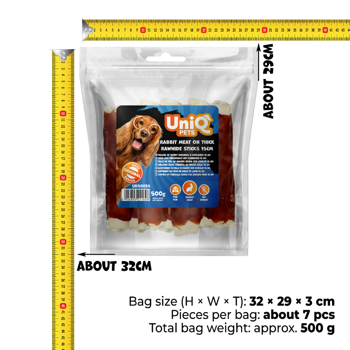Przysmaki dla psa paleczki z królika 500g Uniq Pets
