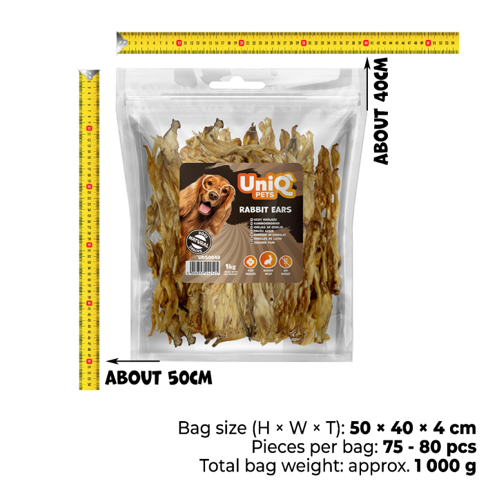 Uszy królicze przysmaki dla psa 1000g UNIQ PETS