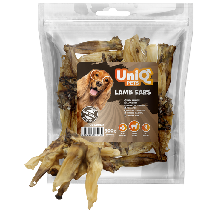Uszy jagnięce dla psa 300g naturalne przysmaki dla psa Uniq Pets