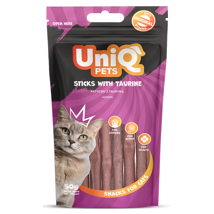 UNIQ PETS przysmaki dla kota patyczki z tauryną 50g