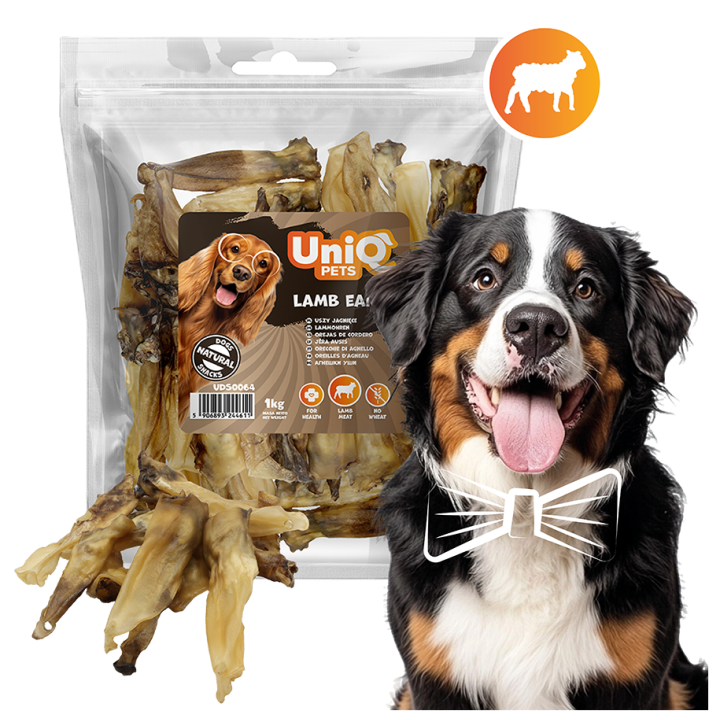 Przysmaki dla psa uszy z jagnięciny 1kg UNIQ PETS
