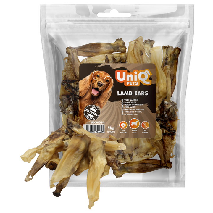 Przysmaki dla psa uszy z jagnięciny 1kg UNIQ PETS