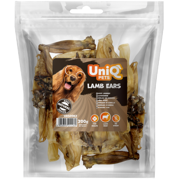 Uszy jagnięce dla psa 300g naturalne przysmaki dla psa Uniq Pets