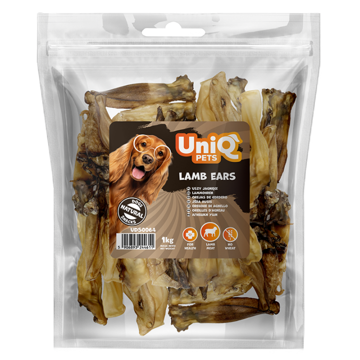 Przysmaki dla psa uszy z jagnięciny 1kg UNIQ PETS