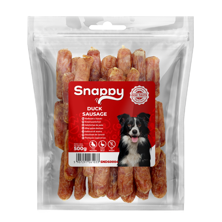 Kielbaski z kaczki dla psa - zdrowy przysmak 500g SNAPPY