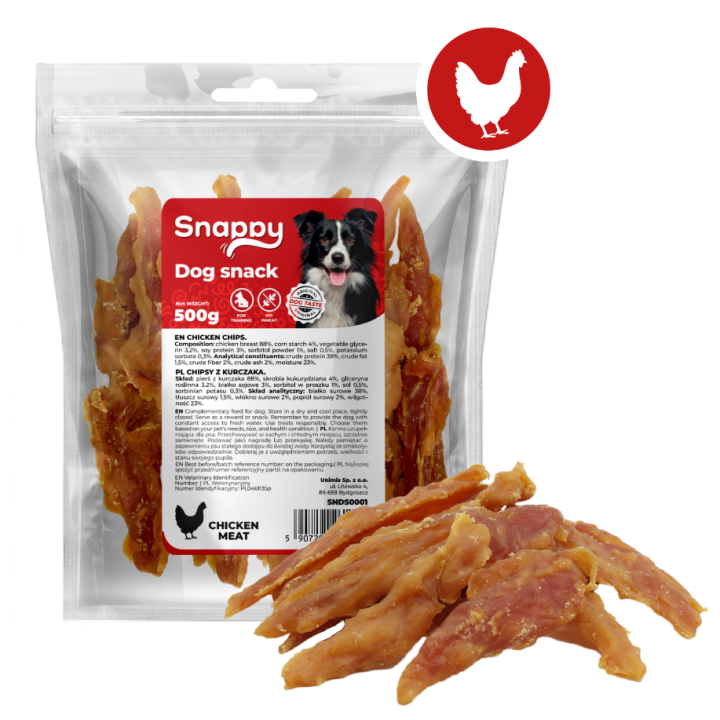 Przysmaki dla psa płatki z kurczaka 500g - naturalny przysmak z kurczaka SNAPPY