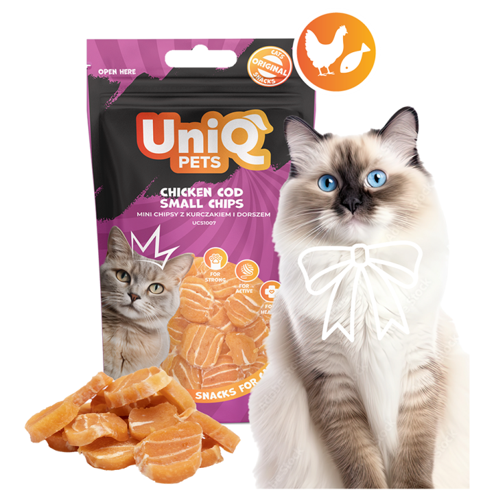 UNIQ PETS PRZYSMAKI DLA KOTA MIMI 50g mini chipsy z kurczakiem i dorszem