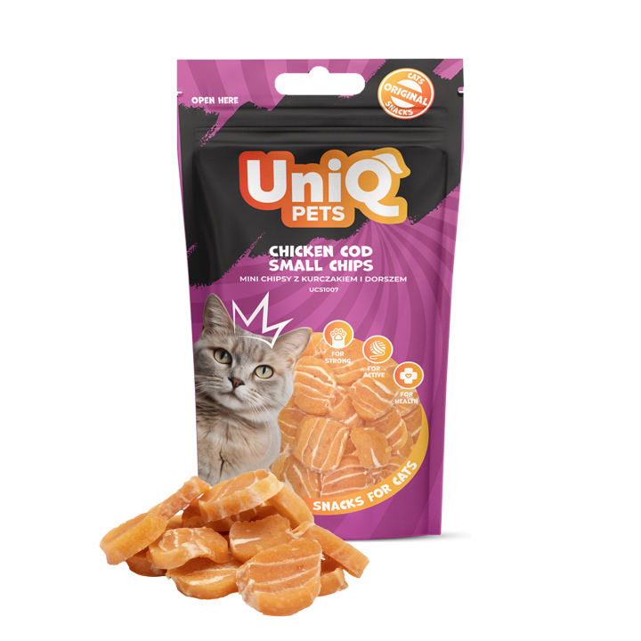 UNIQ PETS PRZYSMAKI DLA KOTA MIMI 50g mini chipsy z kurczakiem i dorszem