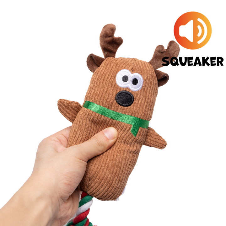 UNIQ PETS Pluszowa zabawka dla psa SQUEAKIES świąteczny szarpak z piszczałką 40 cm
