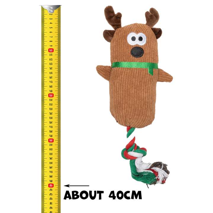 UNIQ PETS Pluszowa zabawka dla psa SQUEAKIES świąteczny szarpak z piszczałką 40 cm