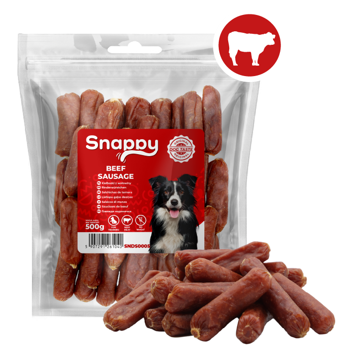 Przysmaki dla psa kielbaski wolowina dla psa 500g SNAPPY