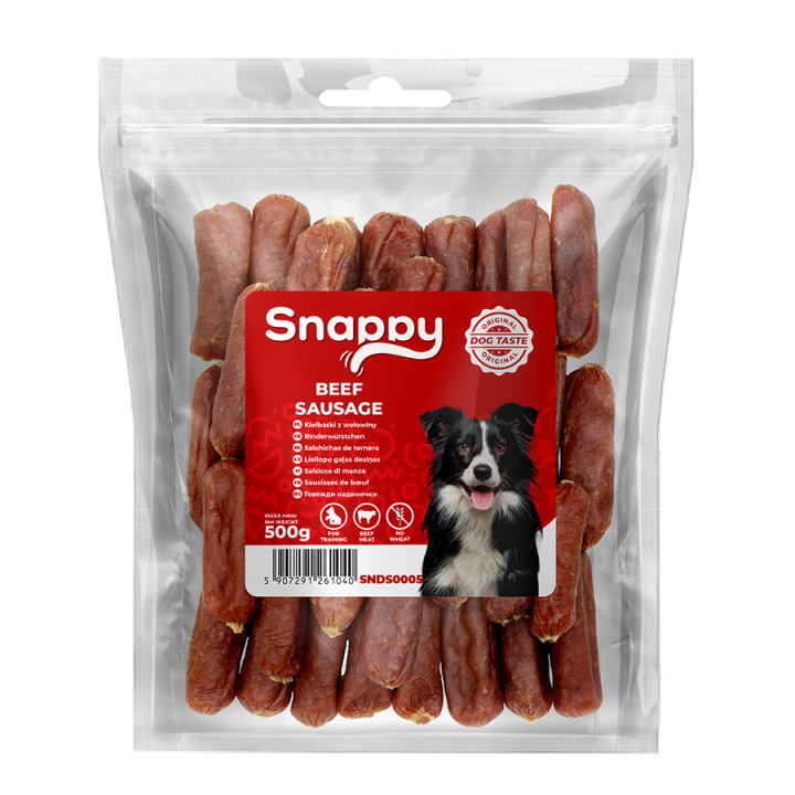 Przysmaki dla psa kielbaski wolowina dla psa 500g SNAPPY