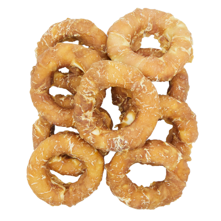 PAWFECT BITES Miękkie krążki ze skóry wołowej z kurczakiem - Donut dla psa 500g