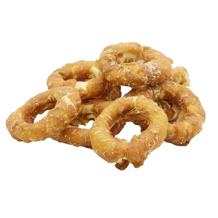 PAWFECT BITES Miękkie krążki ze skóry wołowej z kurczakiem - Donut dla psa 500g
